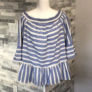 NWT Striped Crown & Ivy Off the Shoulder Top 1X